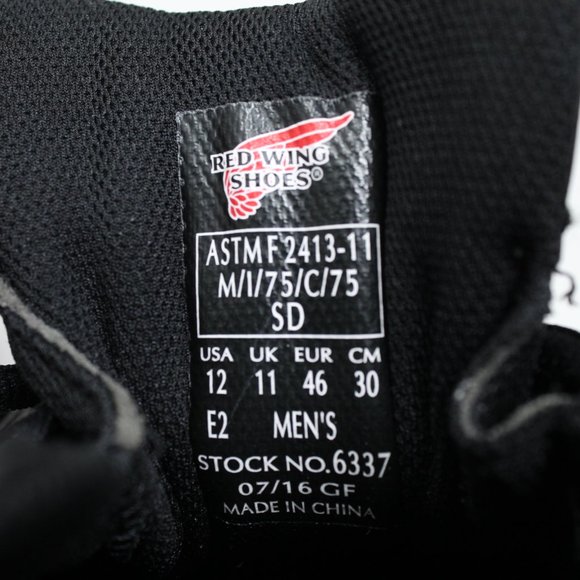 Red Wing Shoes NWOT Men's 12 e2 Black Oxford Aluminum Toe 6337 Lace Up Safety - Picture 15 of 15